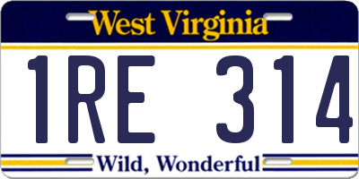 WV license plate 1RE314