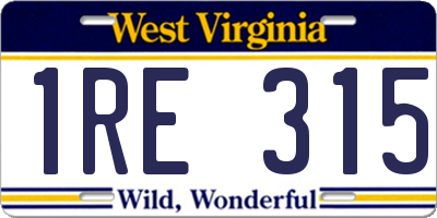 WV license plate 1RE315
