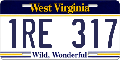 WV license plate 1RE317