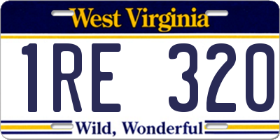 WV license plate 1RE320