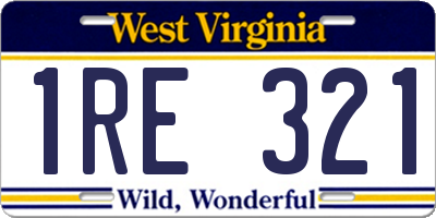 WV license plate 1RE321