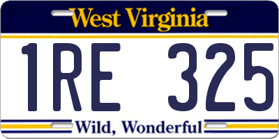 WV license plate 1RE325