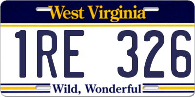 WV license plate 1RE326