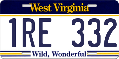 WV license plate 1RE332