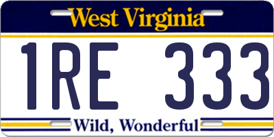 WV license plate 1RE333