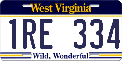 WV license plate 1RE334