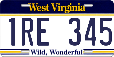 WV license plate 1RE345
