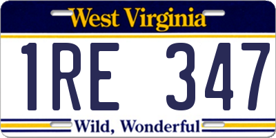 WV license plate 1RE347