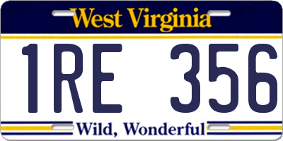 WV license plate 1RE356