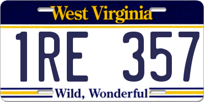 WV license plate 1RE357