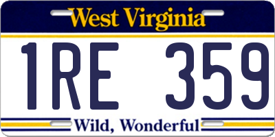 WV license plate 1RE359