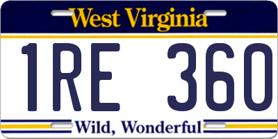 WV license plate 1RE360