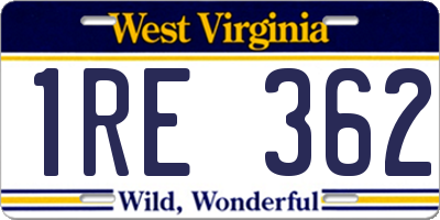 WV license plate 1RE362