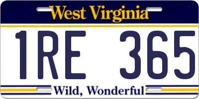 WV license plate 1RE365