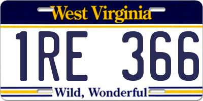 WV license plate 1RE366
