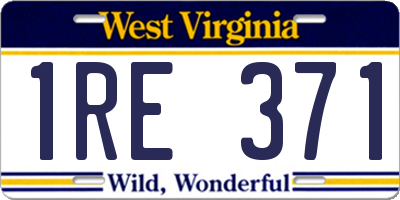 WV license plate 1RE371