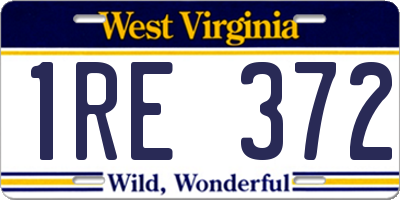 WV license plate 1RE372