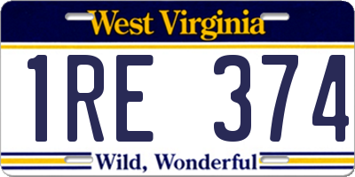 WV license plate 1RE374