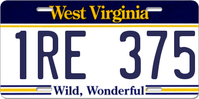 WV license plate 1RE375