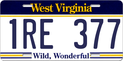 WV license plate 1RE377