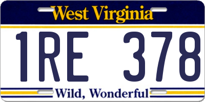 WV license plate 1RE378