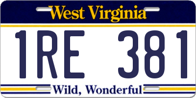 WV license plate 1RE381