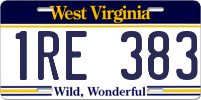 WV license plate 1RE383
