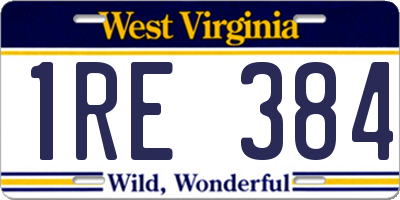 WV license plate 1RE384