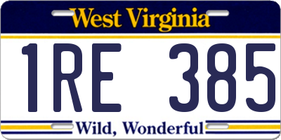 WV license plate 1RE385