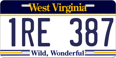 WV license plate 1RE387
