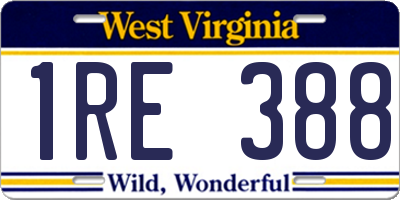 WV license plate 1RE388