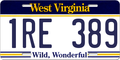 WV license plate 1RE389