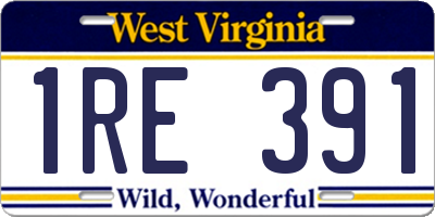 WV license plate 1RE391