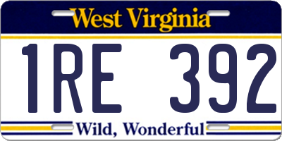 WV license plate 1RE392