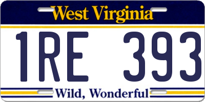 WV license plate 1RE393