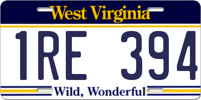 WV license plate 1RE394