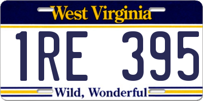 WV license plate 1RE395