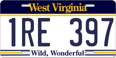WV license plate 1RE397
