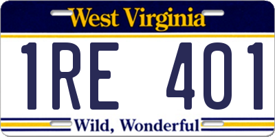 WV license plate 1RE401