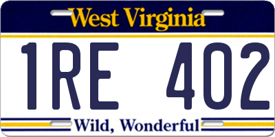 WV license plate 1RE402