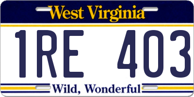 WV license plate 1RE403