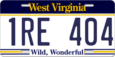 WV license plate 1RE404