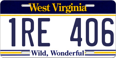 WV license plate 1RE406