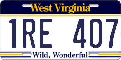 WV license plate 1RE407