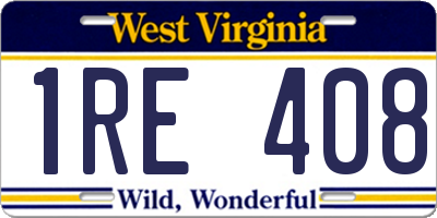 WV license plate 1RE408