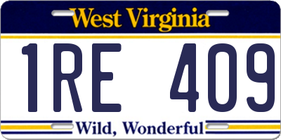 WV license plate 1RE409