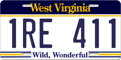 WV license plate 1RE411