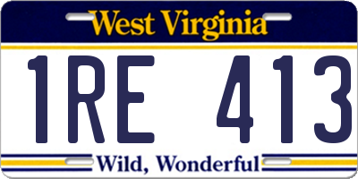 WV license plate 1RE413