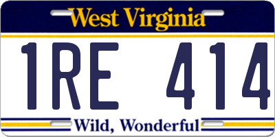 WV license plate 1RE414