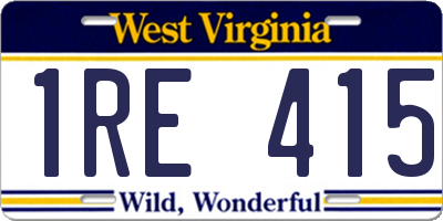 WV license plate 1RE415